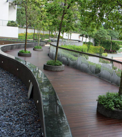 Wood Vinyl Tiles in an Outdoor Setting